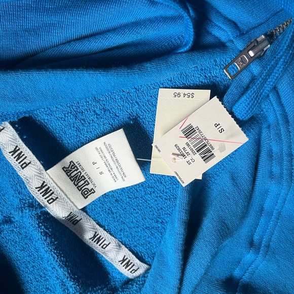 NWT Vintage Victoria's Secret PINK Blue Terrycloth Zip-Up Hoodie - Picture 6 of 9